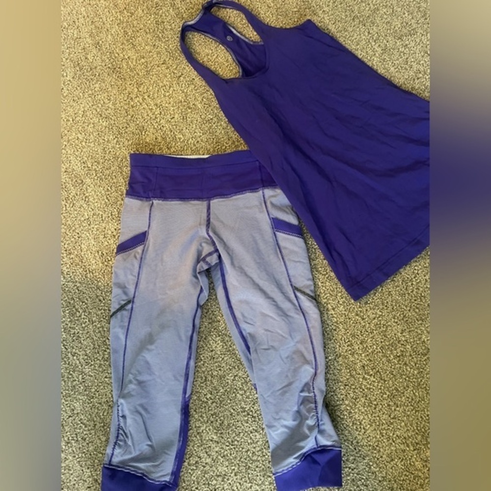 Lululemon run for fun cropped leggings and racerback top set